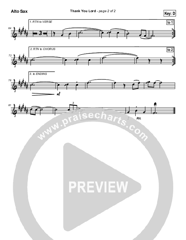 Thank You Lord Alto Sax (Dennis Jernigan)