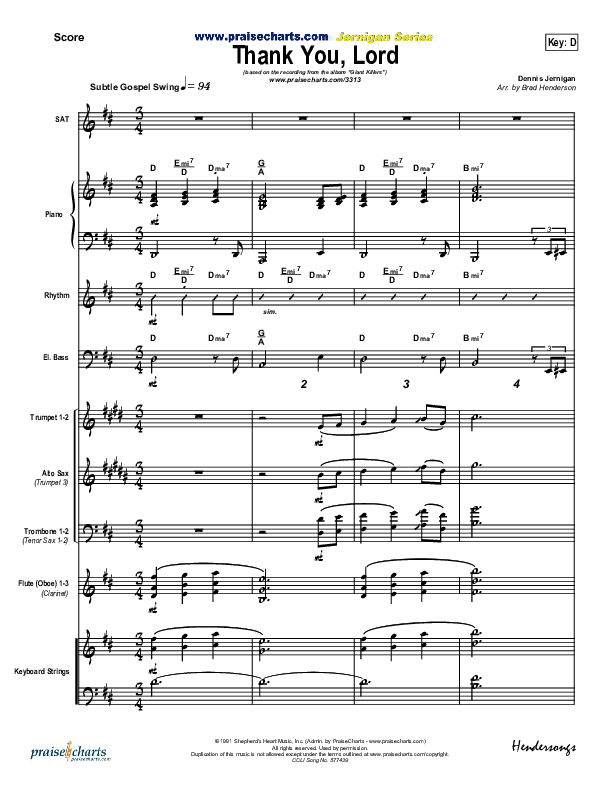 Thank You Lord Conductor's Score (Dennis Jernigan)