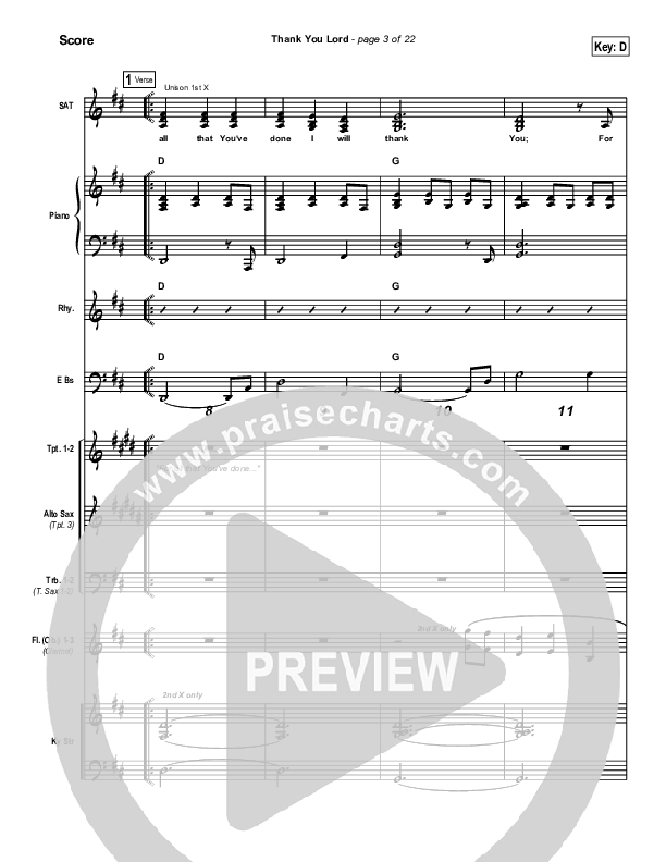 Thank You Lord Conductor's Score (Dennis Jernigan)