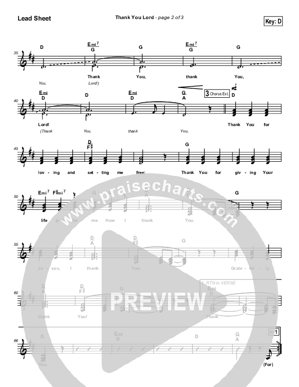 Thank You Lord Lead Sheet (Dennis Jernigan)