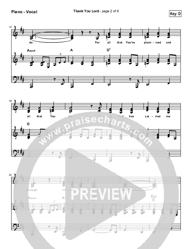 Thank You Lord Piano/Vocal (Dennis Jernigan)