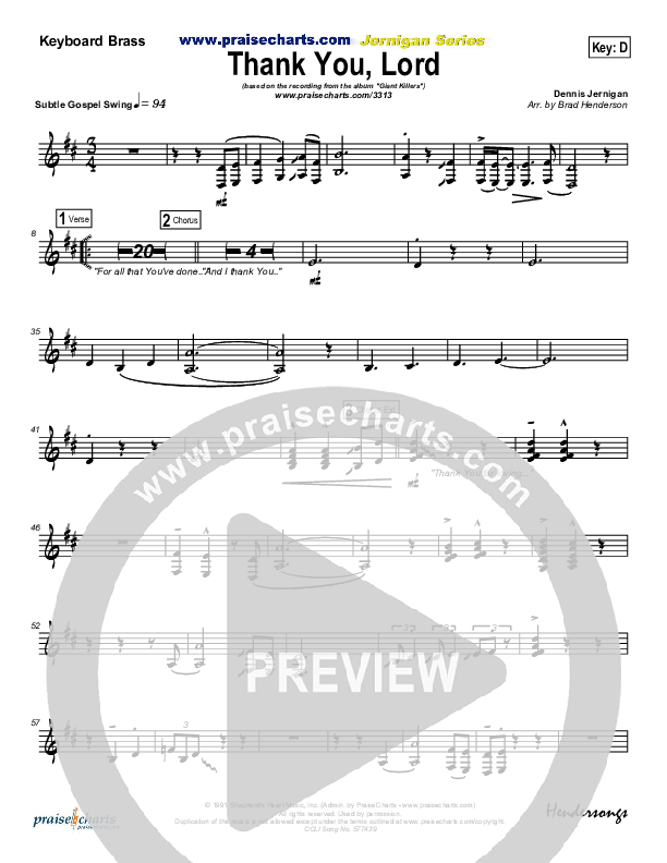 Thank You Lord Synth Brass (Dennis Jernigan)