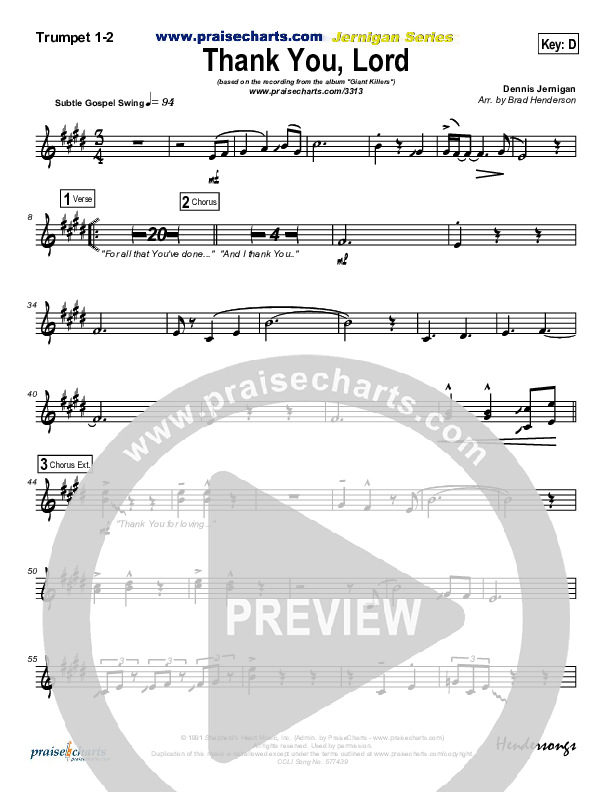 Thank You Lord Trumpet 1,2 (Dennis Jernigan)