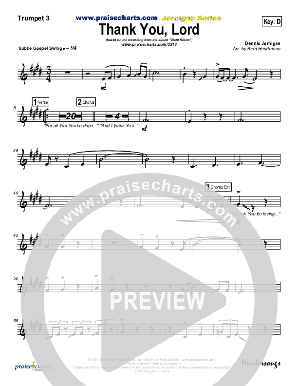 Thank You Lord Trumpet 3 (Dennis Jernigan)