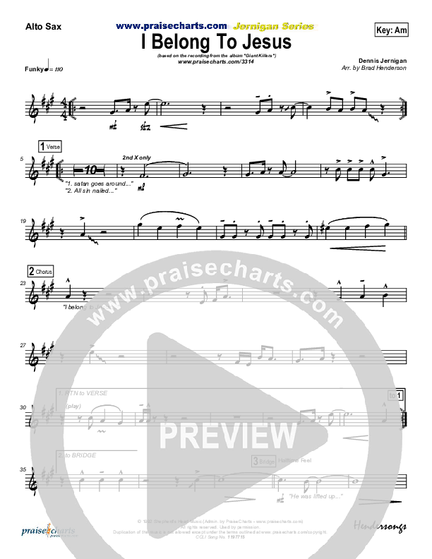I Belong To Jesus Alto Sax (Dennis Jernigan)