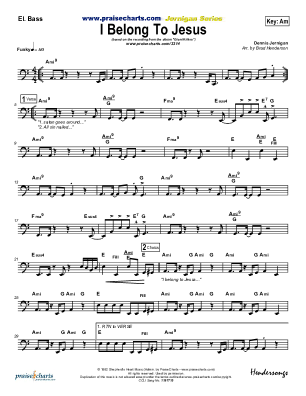 I Belong To Jesus Bass Guitar (Dennis Jernigan)
