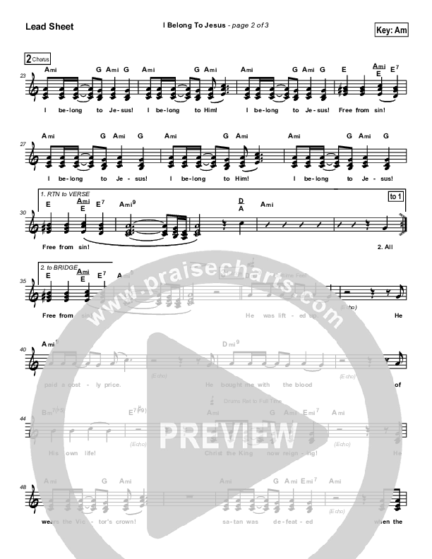 I Belong To Jesus Lead Sheet (Dennis Jernigan)