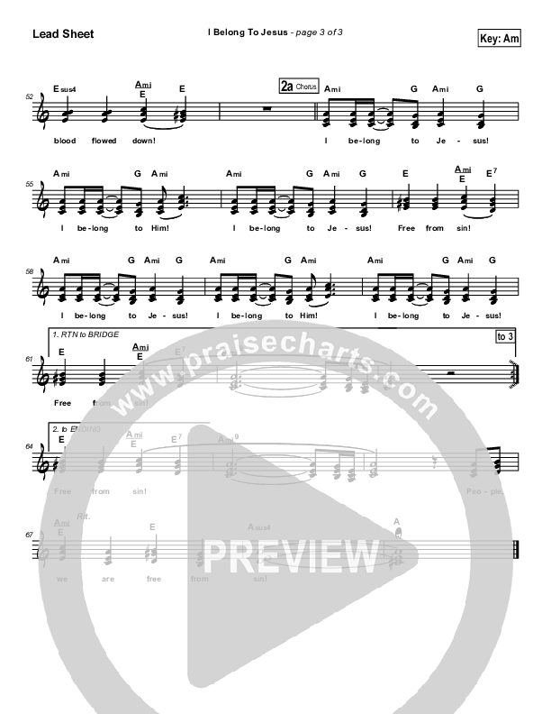 I Belong To Jesus Lead Sheet (Dennis Jernigan)