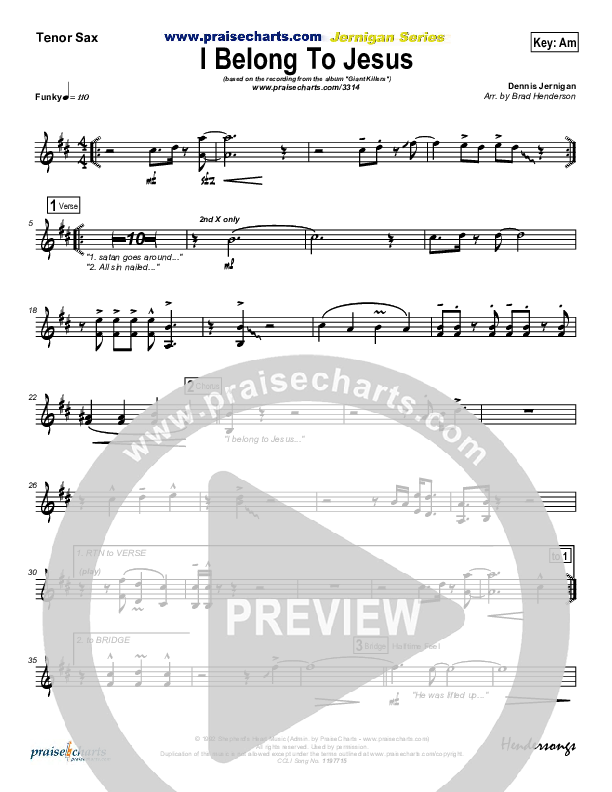 I Belong To Jesus Tenor Sax 2 (Dennis Jernigan)