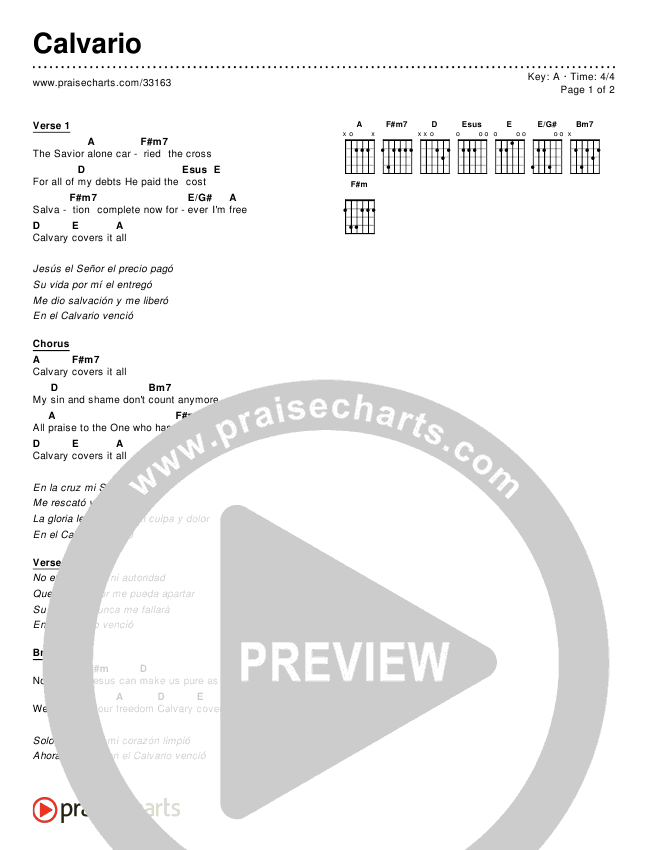 Calvario (Simplified) Chords & Lyrics ()