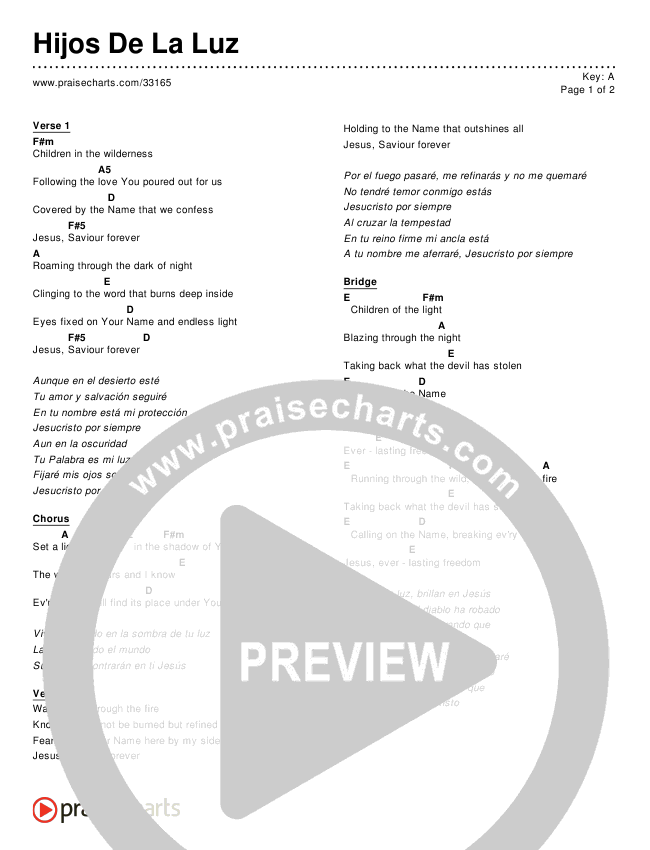 Hijos De La Luz (Simplified) Chords & Lyrics ()