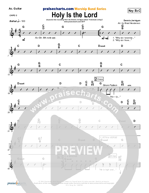 Holy Is The Lord Acoustic Guitar (Dennis Jernigan)