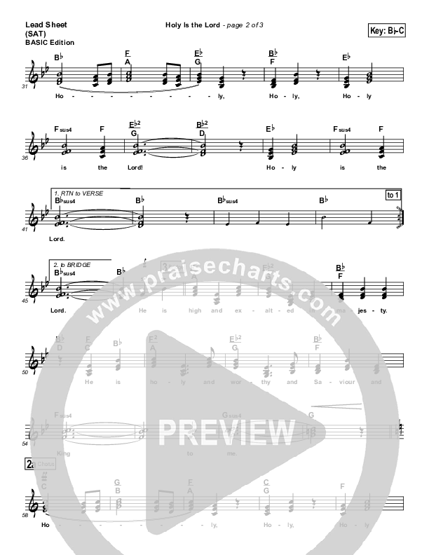 Holy Is The Lord Lead Sheet (Dennis Jernigan)