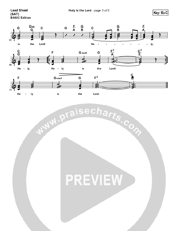 Holy Is The Lord Lead Sheet (Dennis Jernigan)