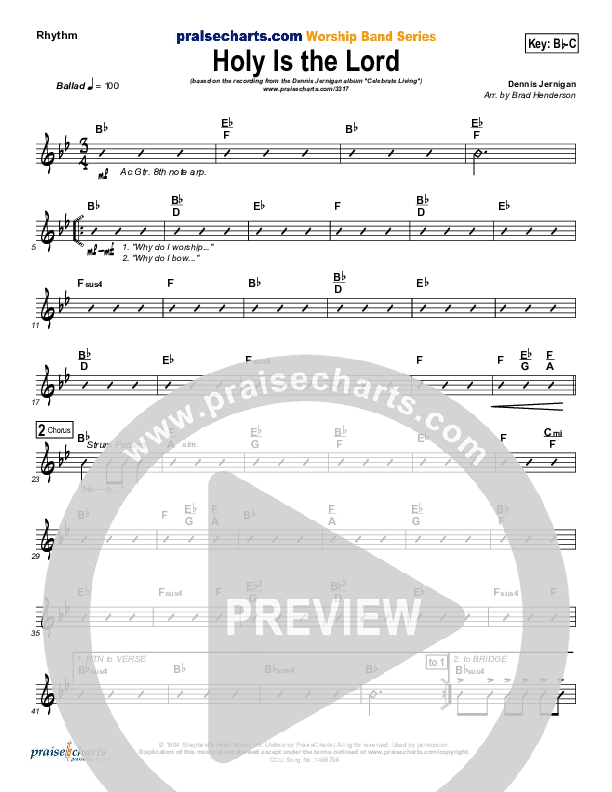 Holy Is The Lord Rhythm Chart (Dennis Jernigan)
