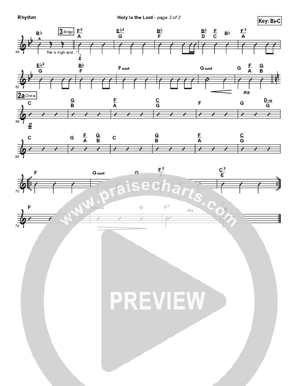 Holy Is The Lord Rhythm Chart (Dennis Jernigan)