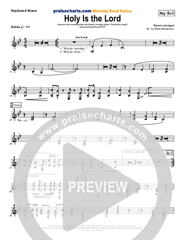 Holy Is The Lord Synth Brass (Dennis Jernigan)