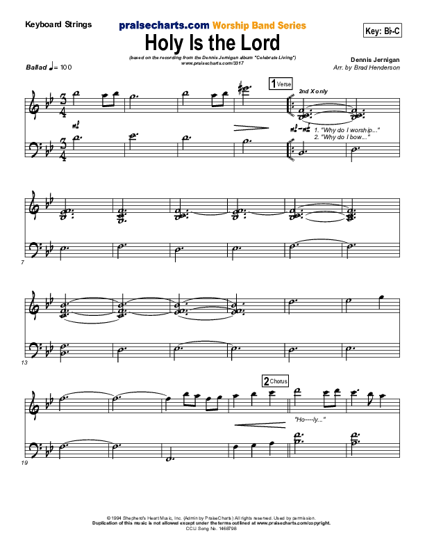 Holy Is The Lord Synth Strings (Dennis Jernigan)