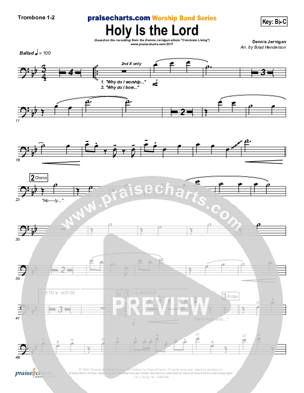 Holy Is The Lord Trombone 1/2 (Dennis Jernigan)