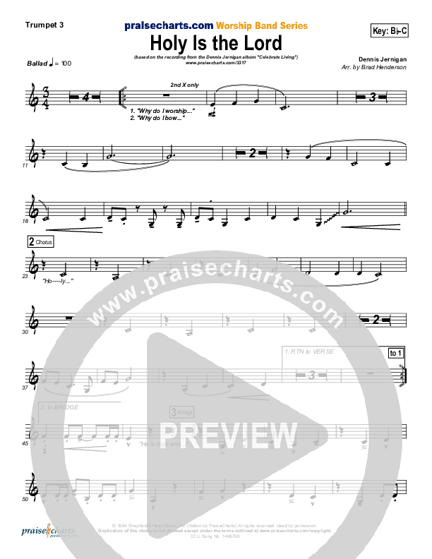 Holy Is The Lord Trumpet 3 (Dennis Jernigan)