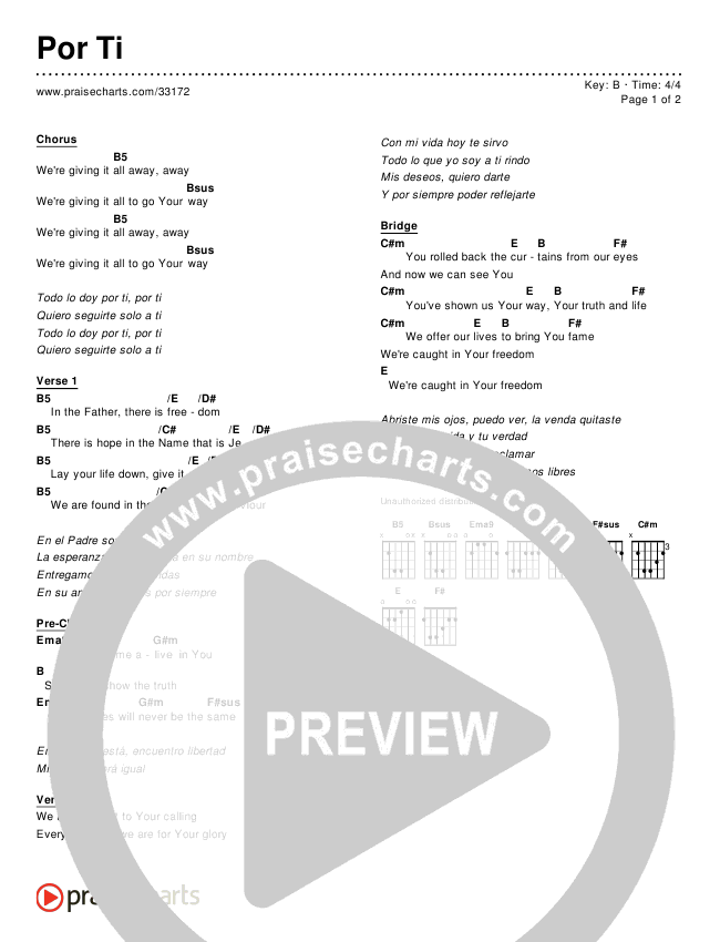 Por Ti (Simplified) Chords & Lyrics ()
