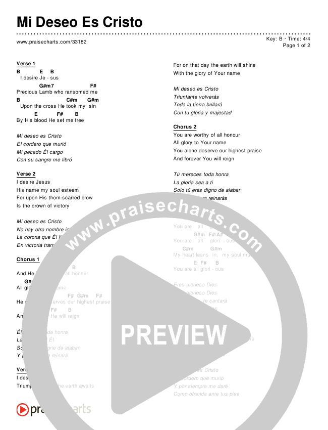 Mi Deseo Es Cristo (I Desire Jesus) (Simplified) Chords & Lyrics ()