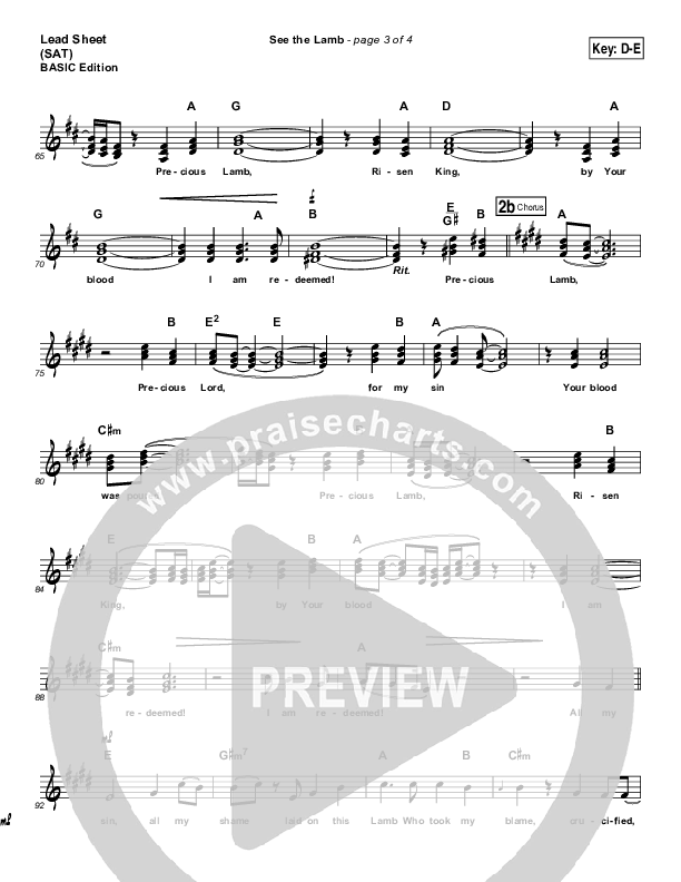 See the Lamb Lead Sheet (Dennis Jernigan)