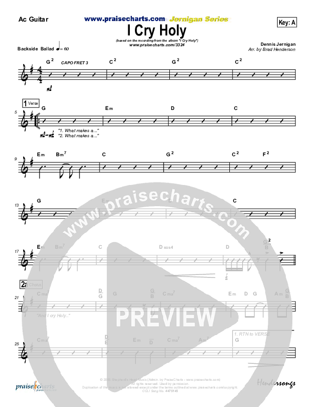 I Cry Holy Acoustic Guitar (Dennis Jernigan)