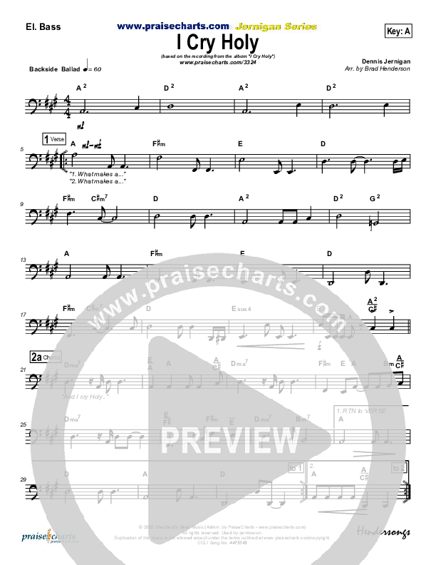 I Cry Holy Bass Guitar (Dennis Jernigan)
