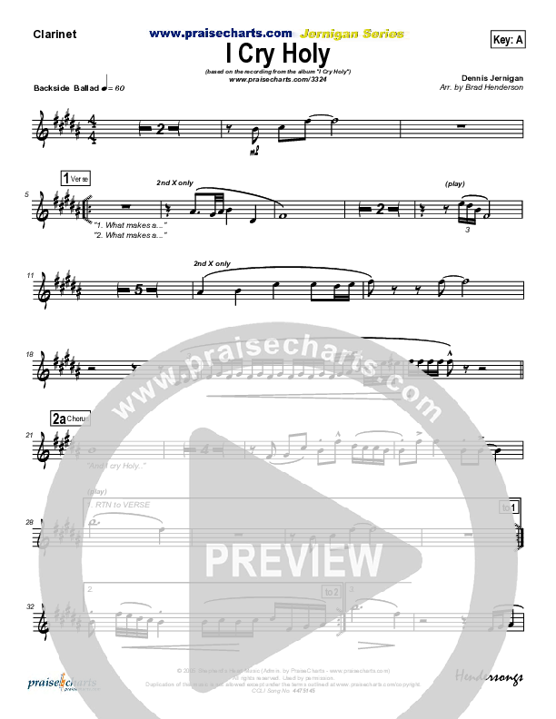 I Cry Holy Clarinet (Dennis Jernigan)