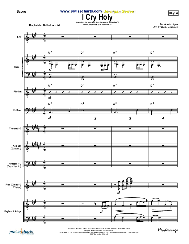 I Cry Holy Conductor's Score (Dennis Jernigan)