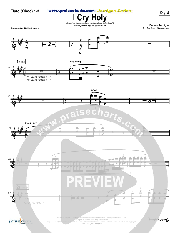 I Cry Holy Flute/Oboe 1/2/3 (Dennis Jernigan)