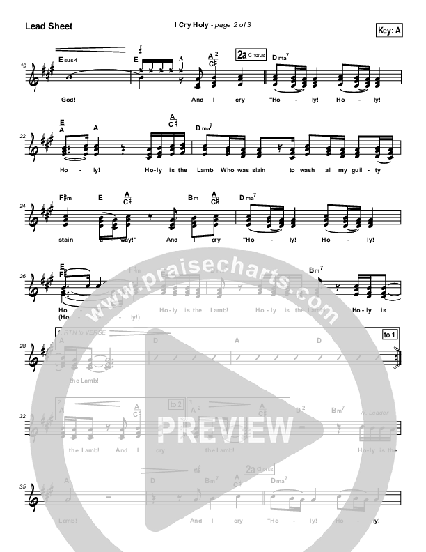 I Cry Holy Lead Sheet (Dennis Jernigan)