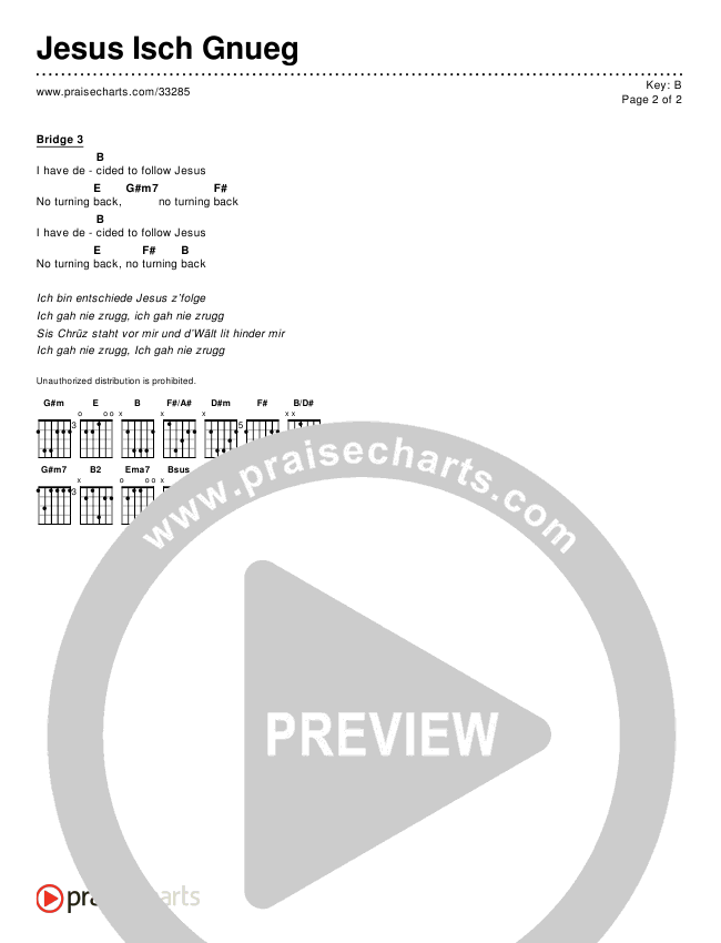 Jesus Isch Gnueg (Simplified) Chords & Lyrics ()