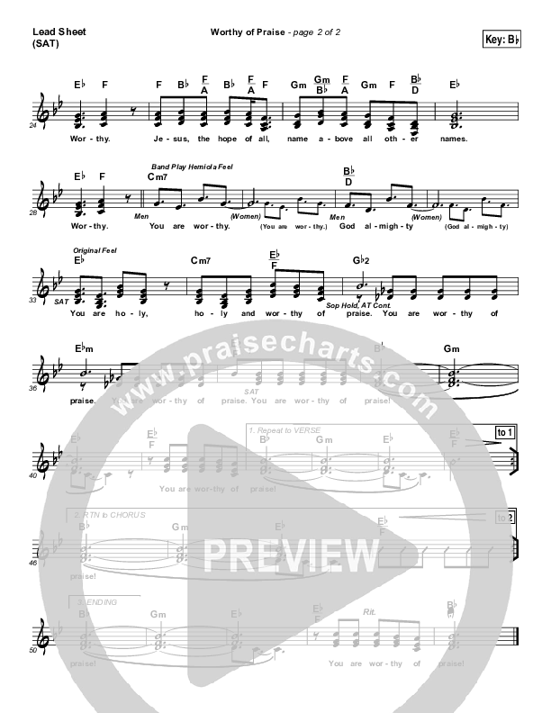 Worthy Of Praise Lead Sheet (Dennis Jernigan)