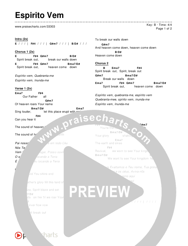 Espirito Vem Chords & Lyrics ()