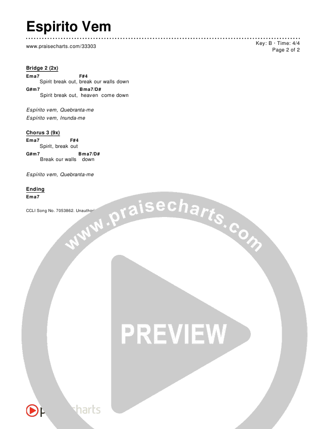 Espirito Vem Chords & Lyrics ()