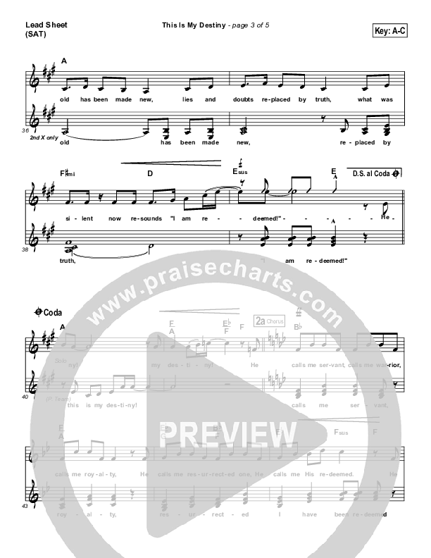 This Is My Destiny Lead Sheet (Dennis Jernigan)