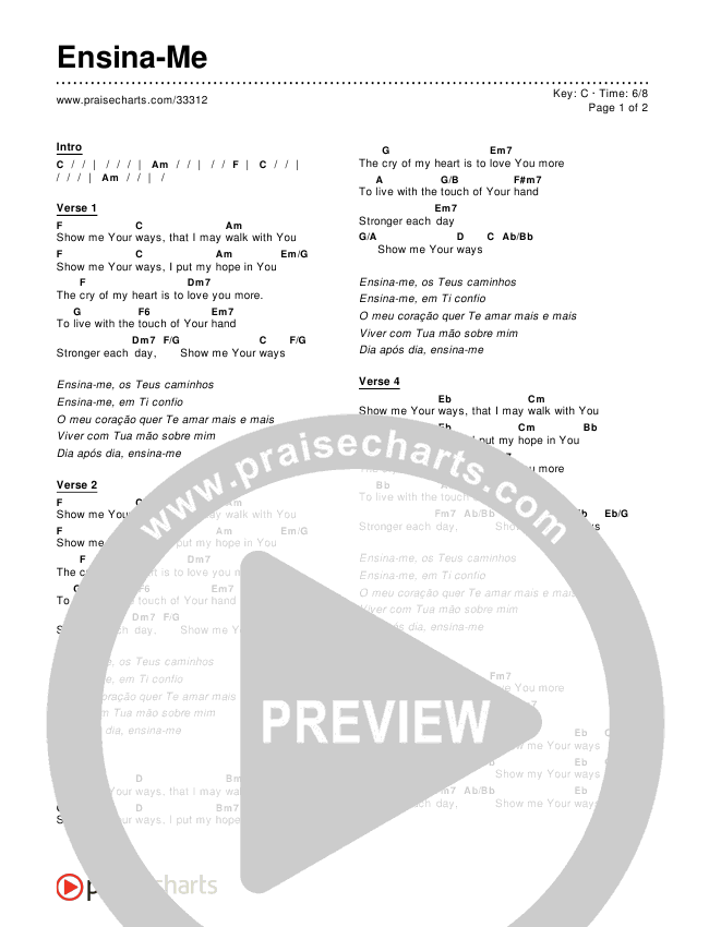 Ensina-Me Chords & Lyrics ()