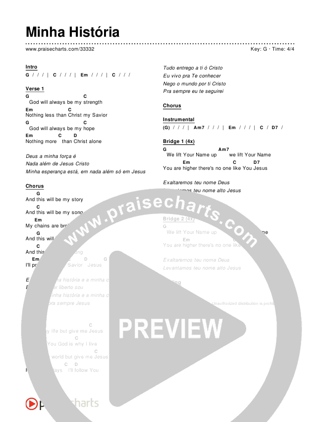 Minha História Chords & Lyrics ()