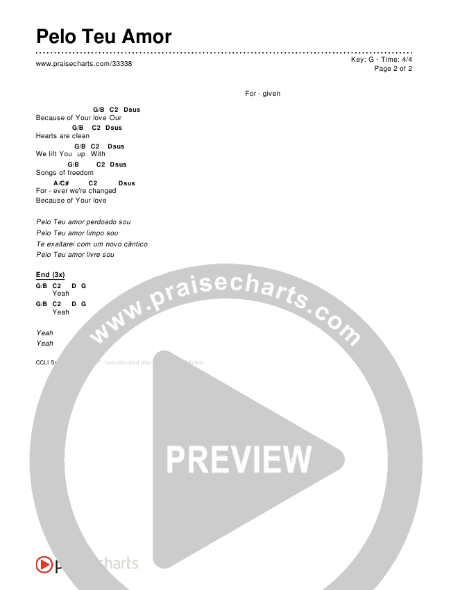 Pelo Teu Amor Chords & Lyrics ()