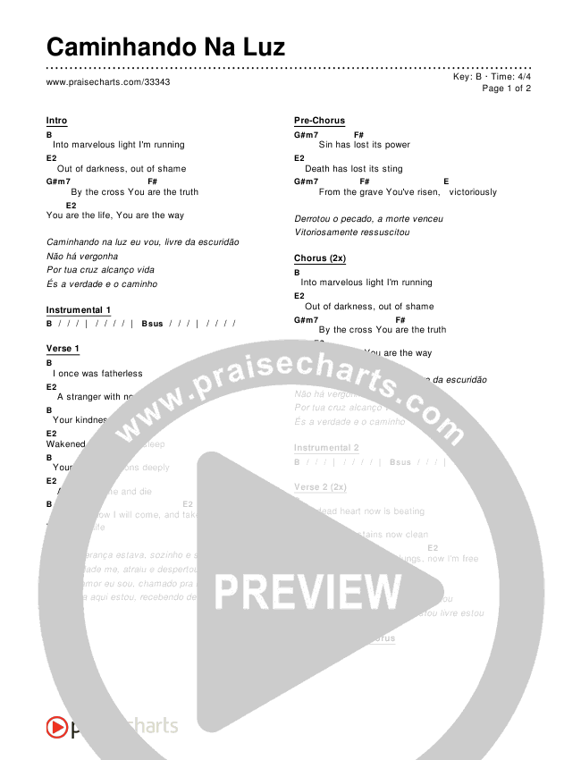 Caminhando Na Luz Chords & Lyrics ()