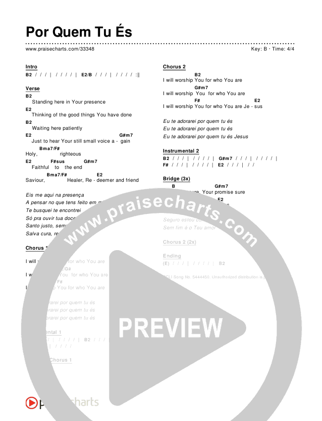 Por Quem Tu És Chords & Lyrics ()