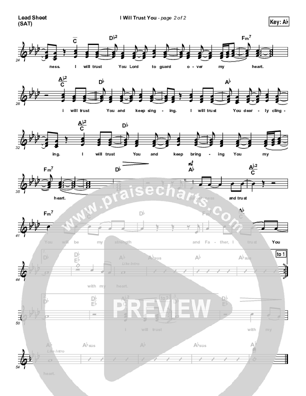 I Will Trust You Lead Sheet (Dennis Jernigan)