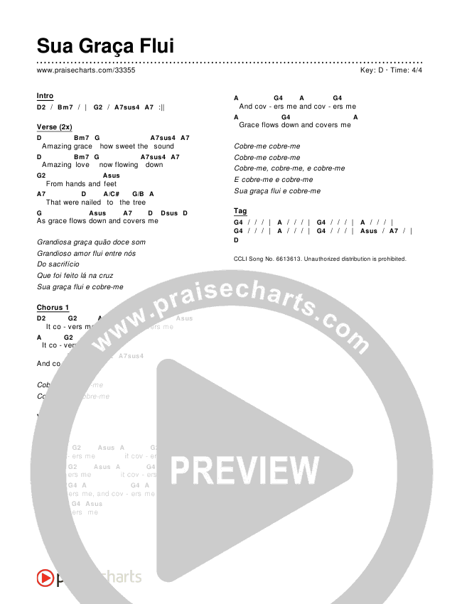 Sua Graça Flui Chords & Lyrics ()