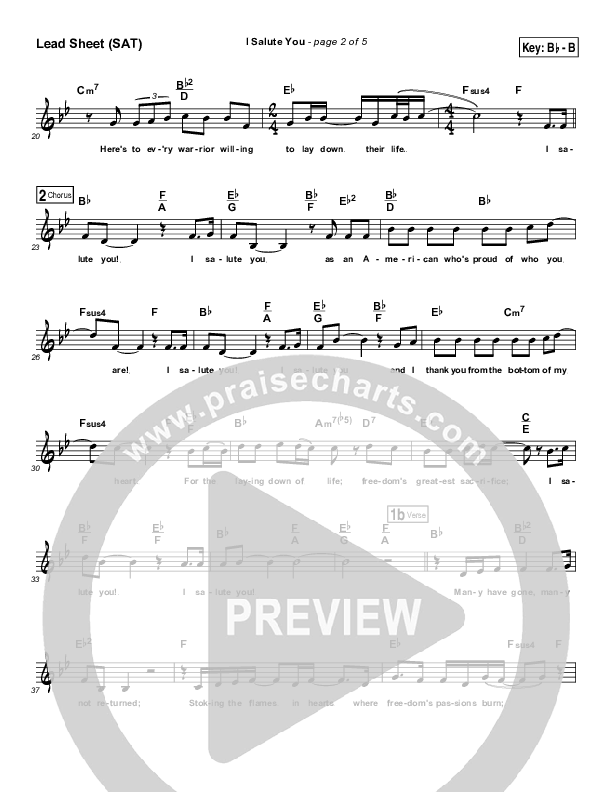 I Salute You Lead Sheet (SAT) (Dennis Jernigan)