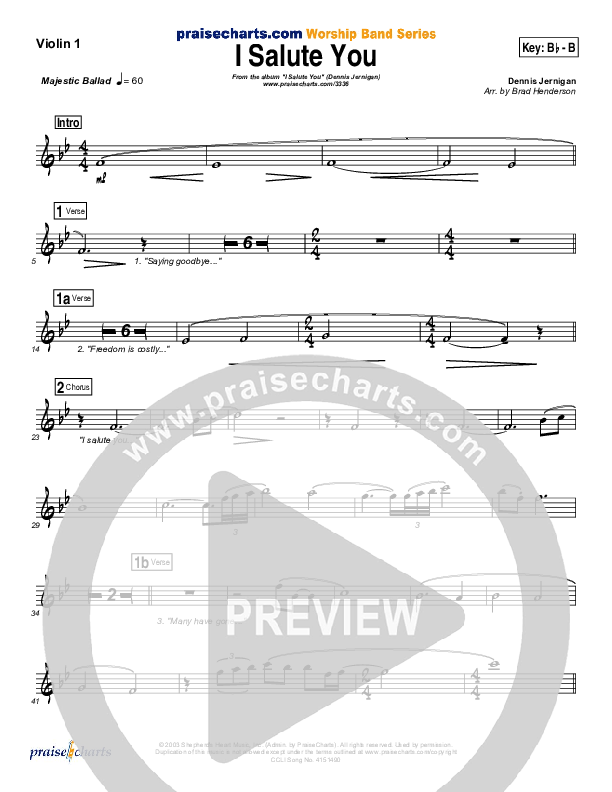 I Salute You Violin 1 (Dennis Jernigan)