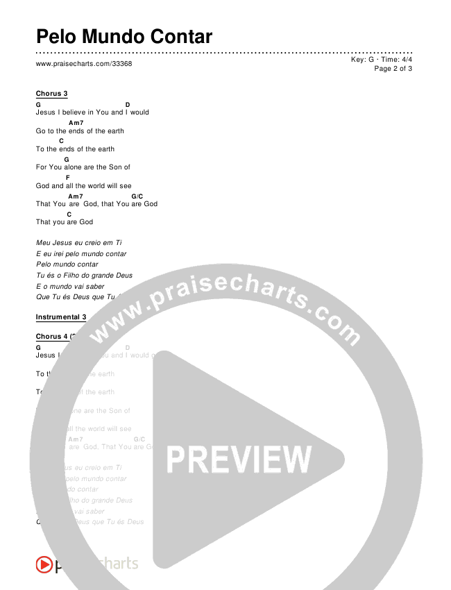 Pelo Mundo Contar Chords & Lyrics ()