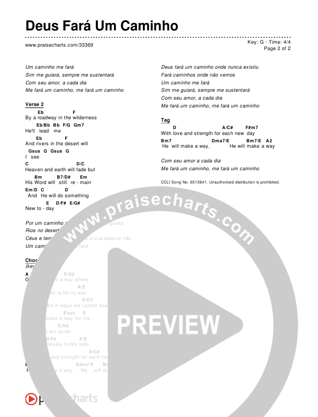 Deus Fará Um Caminho Chords & Lyrics ()