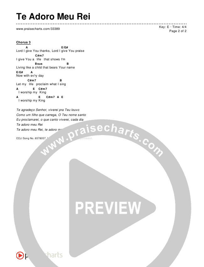 Te Adoro Meu Rei (How To Worship A King) Chords & Lyrics ()